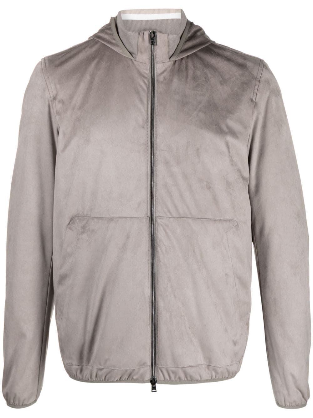 Herno suede-effect hooded jacket - Grey von Herno
