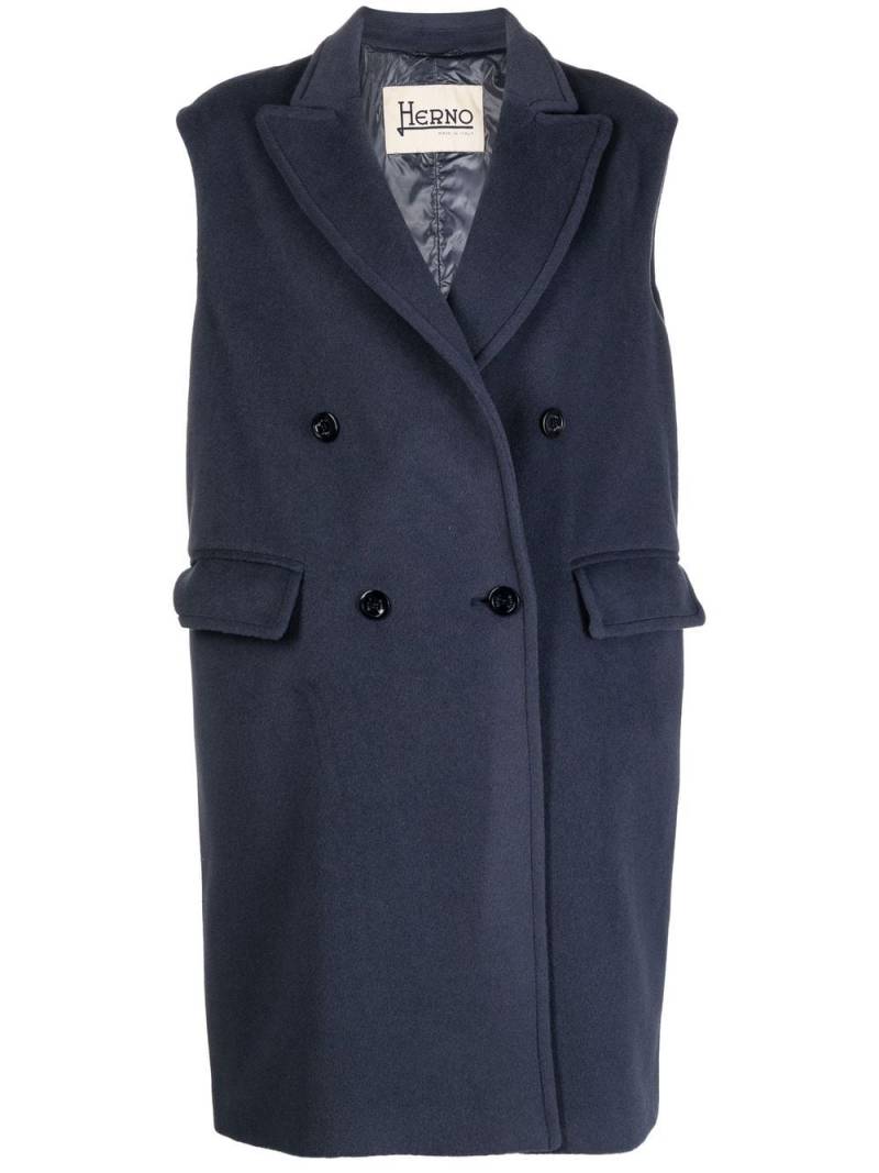 Herno velour-effect double-breasted coat - Blue von Herno