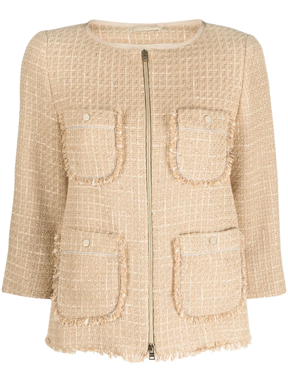 Herno zip-up tweed jacket - Neutrals von Herno