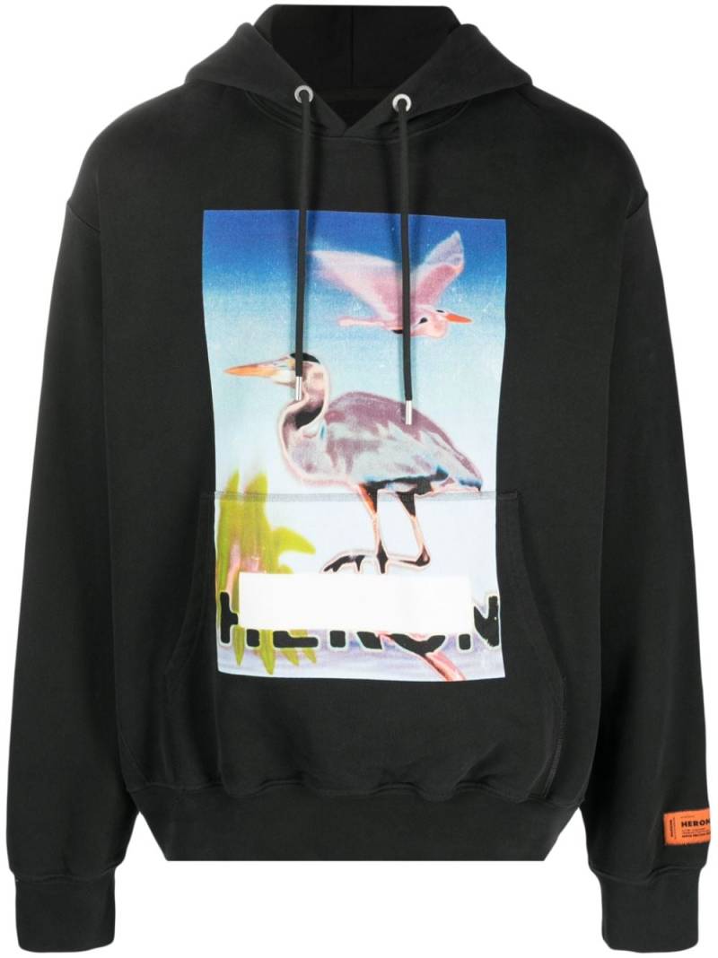 Heron Preston Censored graphic-print cotton hoodie - Green von Heron Preston