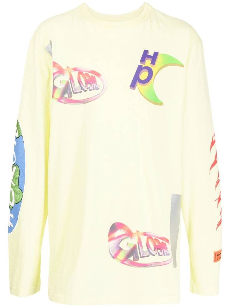 Heron Preston Global-print long-sleeve T-shirt - Yellow von Heron Preston