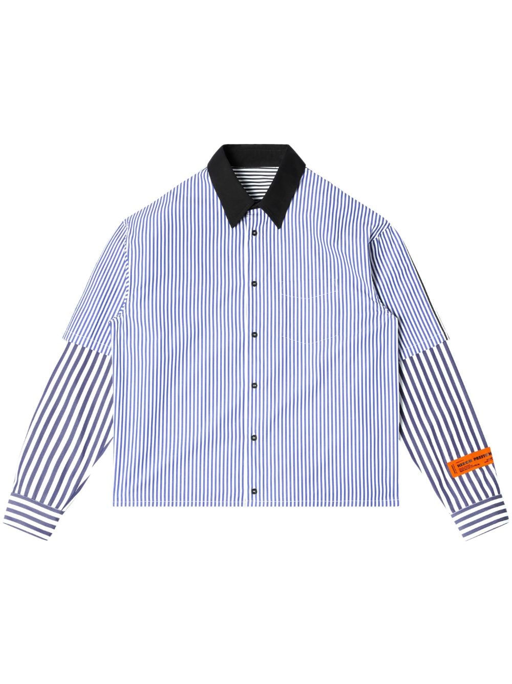 Heron Preston logo-patch stripe-pattern shirt - Blue von Heron Preston