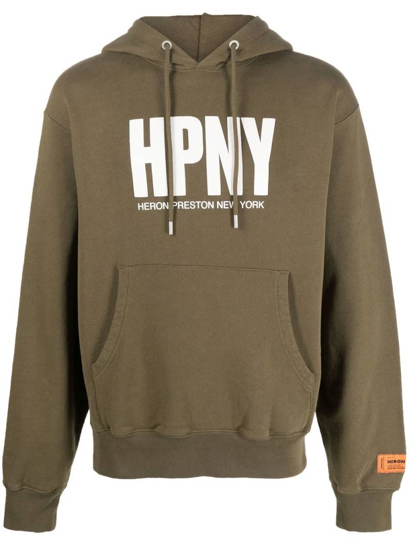 Heron Preston logo-print organic cotton hoodie - Green von Heron Preston