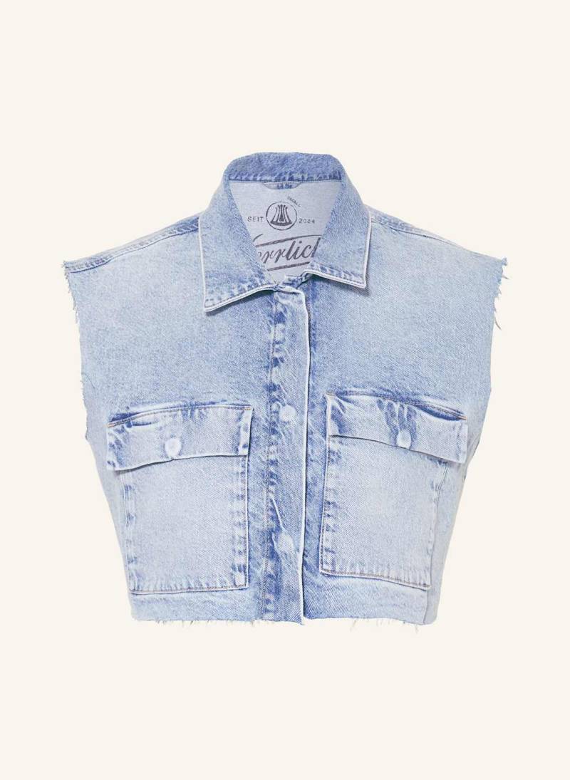 Herrlicher Cropped-Jeansweste Laurine blau von Herrlicher