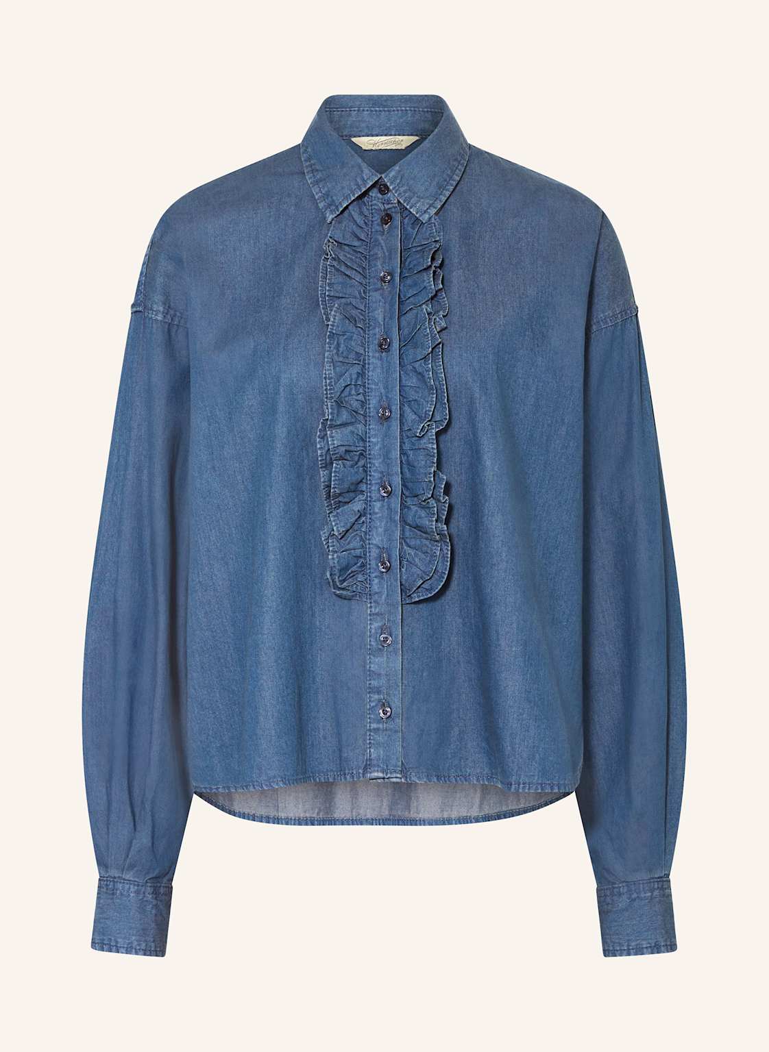 Herrlicher Jeansbluse Lynella Mit Rüschen blau von Herrlicher