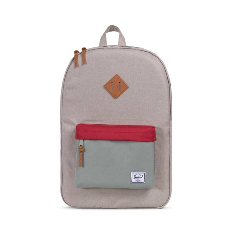 Heritage - Rucksack in Light Khaki Crosshatch / Shadow / Brick Red & Tan von Herschel