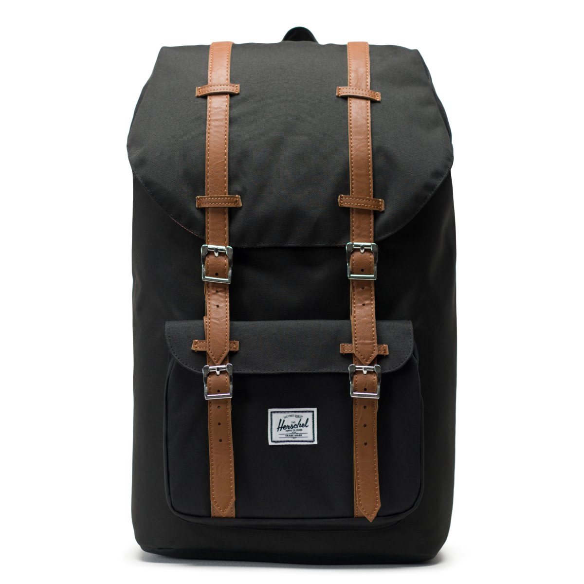 Little America - Rucksack 25L in Black/Tan Synthetic Leather von Herschel