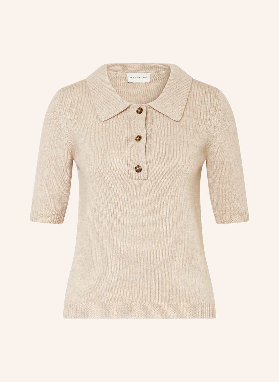 Herskind Strick-Poloshirt Alberto Mit 3/4-Arm beige von Herskind