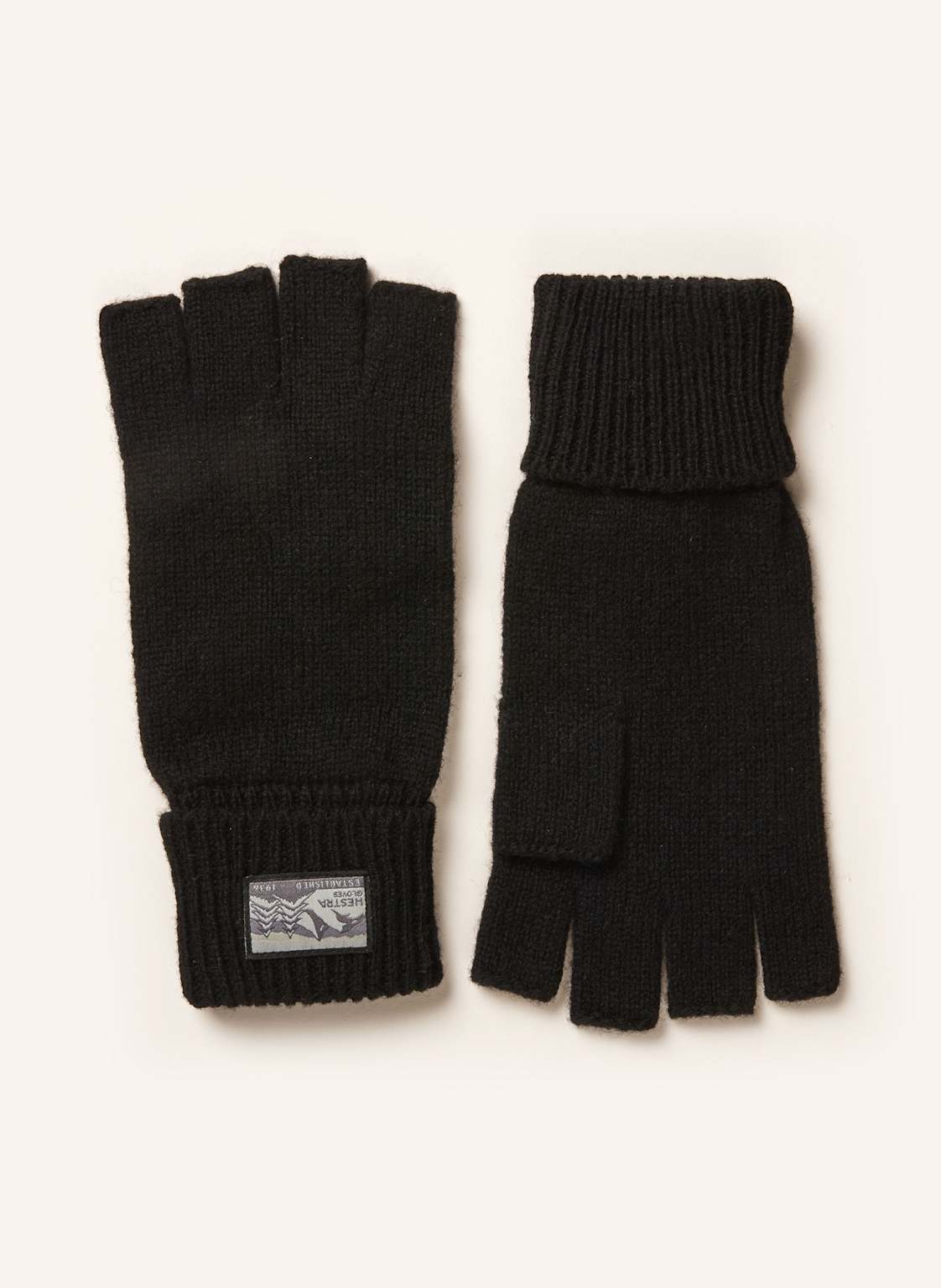 Hestra Handschuhe Raggwool Half Finger schwarz von Hestra