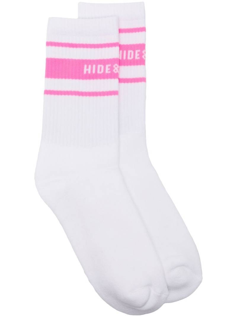 Hide&Jack ribbed logo-stripe socks - White von Hide&Jack