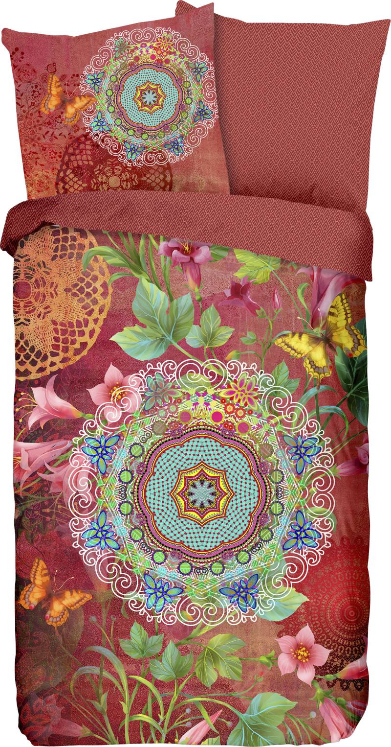 hip Wendebettwäsche »Novali«, Mako-Satin, 135x200, Reissverschluss, Wende, Mandala Blumen, Terrakotta von Hip