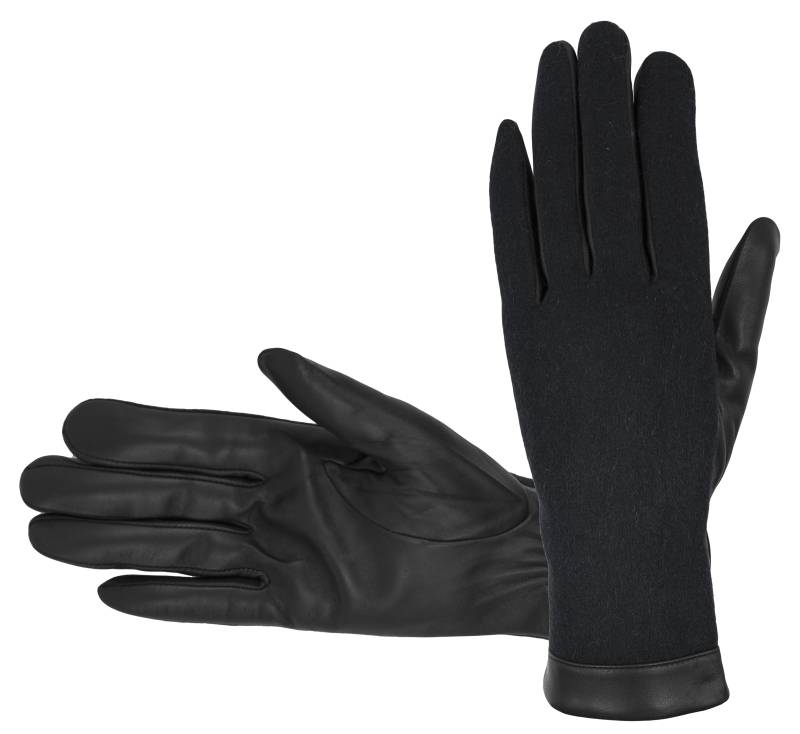 Lederhandschuhe für Damen, aus A-Grade Leder mit warmem Fleece lining, schwarz von Hofler