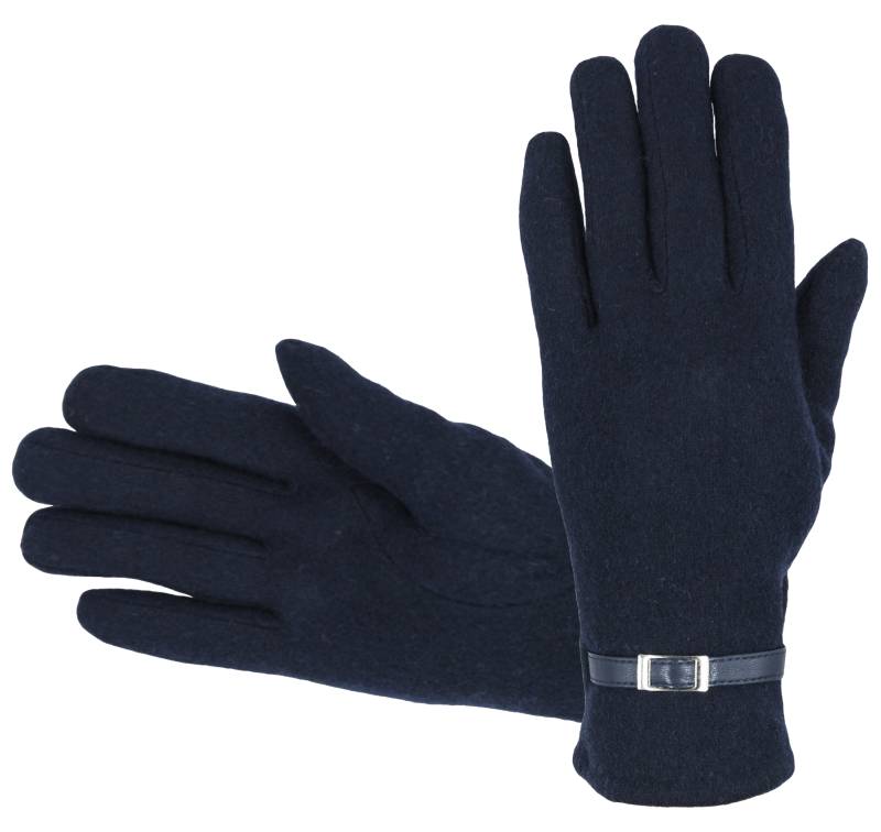 Qualitativ hochwertige Damen Wollhandschuhe mit einem weichen Innenfutter, navy blau von Hofler