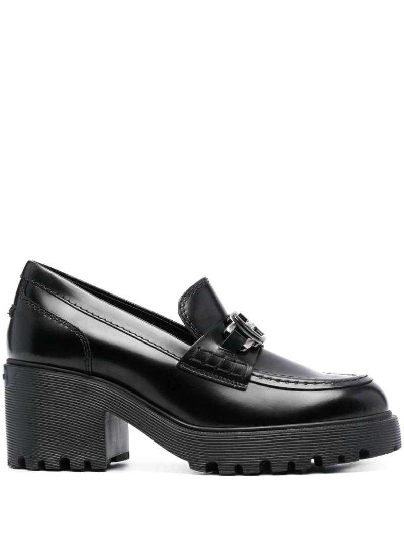 Hogan 70mm logo-plaque leather loafers - Black von Hogan