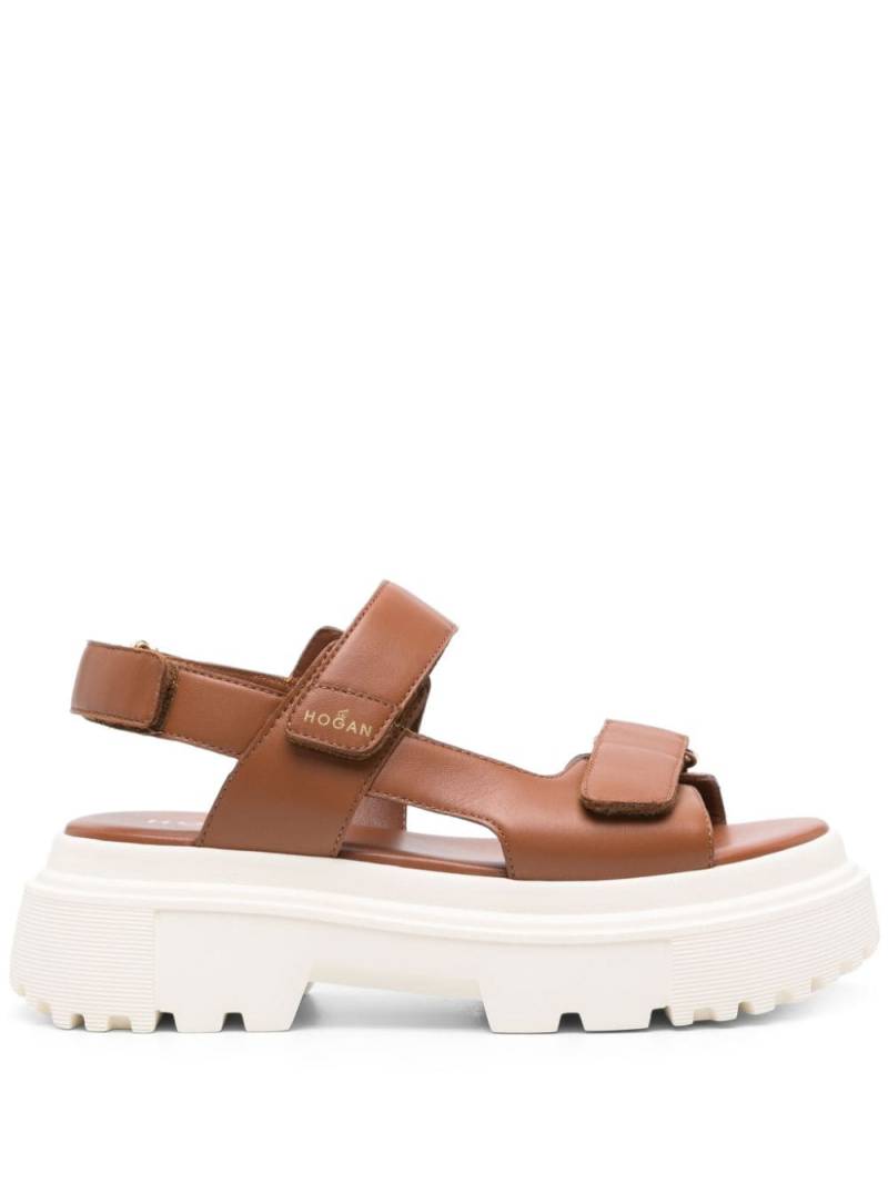 Hogan H644 touch-strap leather sandals - Brown von Hogan