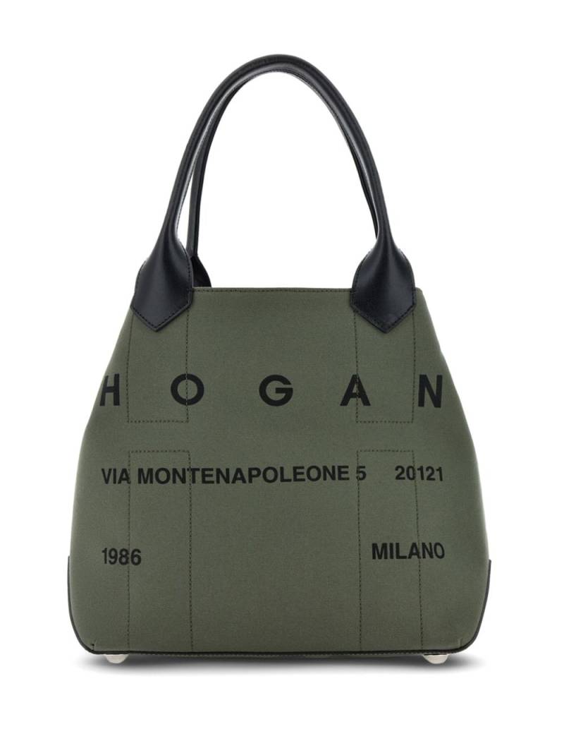 Hogan Script canvas tote bag - Green von Hogan