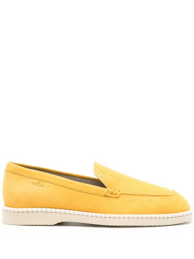 Hogan logo-debossed suede loafers - Yellow von Hogan