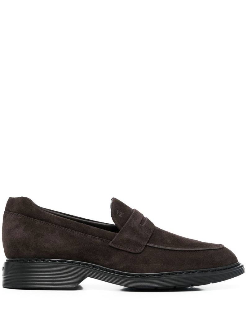 Hogan logo-embossed suede loafers - Brown von Hogan