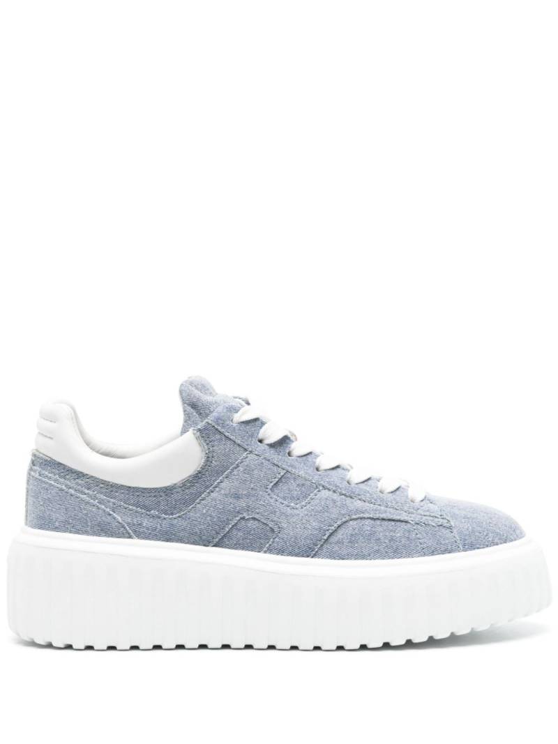 Hogan logo-patch denim platform sneakers - Blue von Hogan