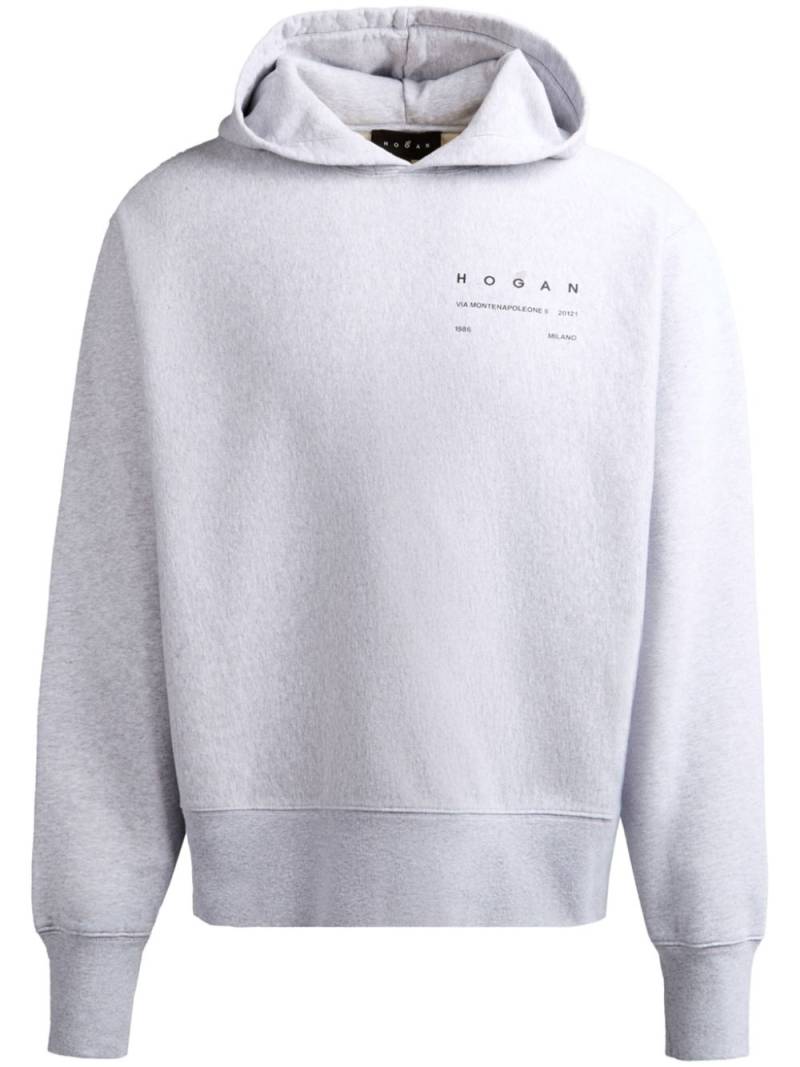 Hogan logo-print cotton hoodie - Grey von Hogan