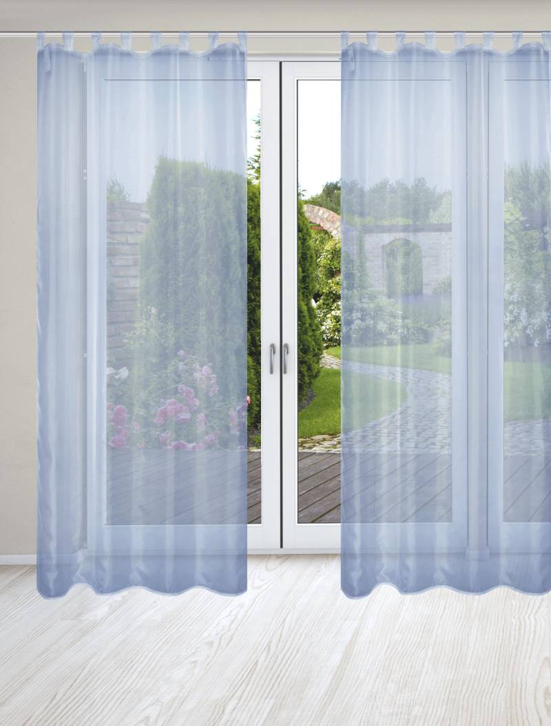 HOME WOHNIDEEN Vorhang »NESSI 2er Pack«, (2 St.), Uni, Voile, transparent, Schlaufen inkl. Zugband, 2er Pack von Home Wohnideen