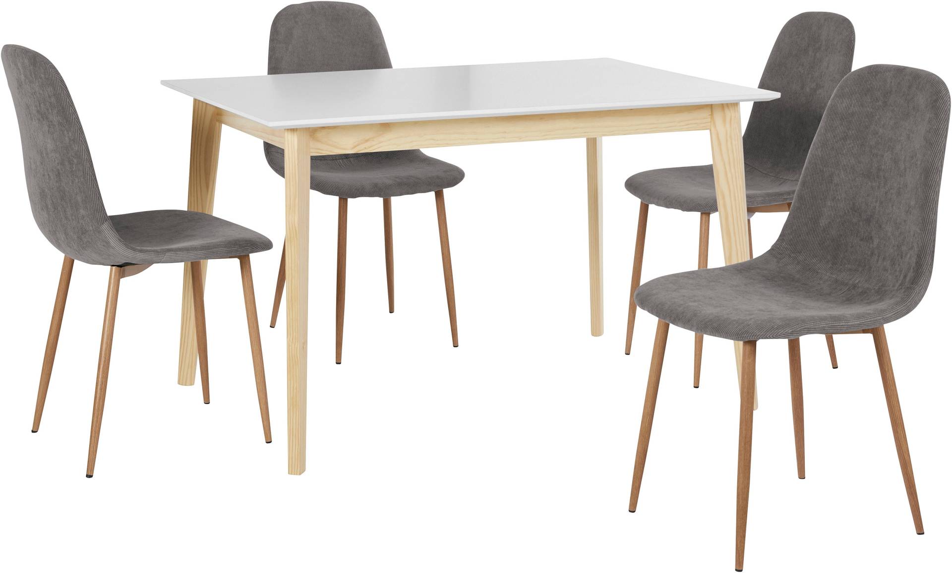 Homexperts Essgruppe »Kaitlin Tischgruppe«, (Set, 5 tlg., bestehend aus Esstisch »Kailtin« Breite 120 cm und 4 Stühlen) von Homexperts