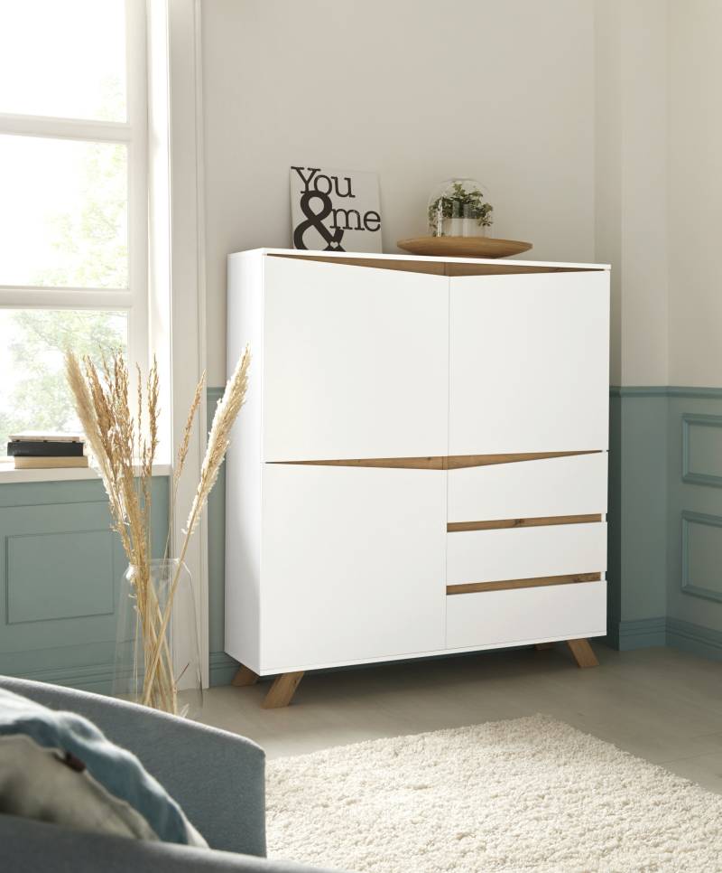 Homexperts Highboard »Vicky«, Breite 120 cm, Höhe 142 cm, in matt weiss von Homexperts