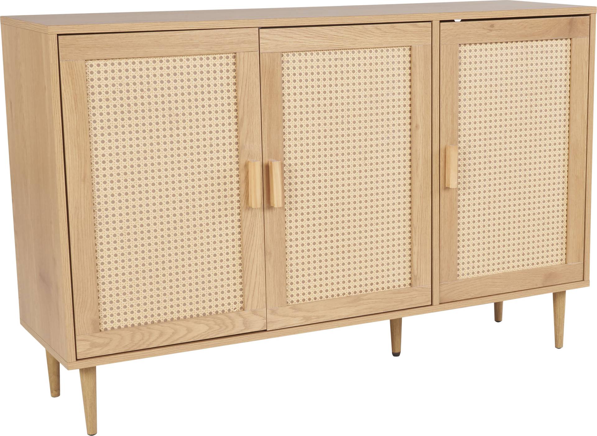 Homexperts Sideboard »Andy«, Kiefer Optik, Rattan, kiefer griff, 3 Türen & 2 Einlegeböden von Homexperts