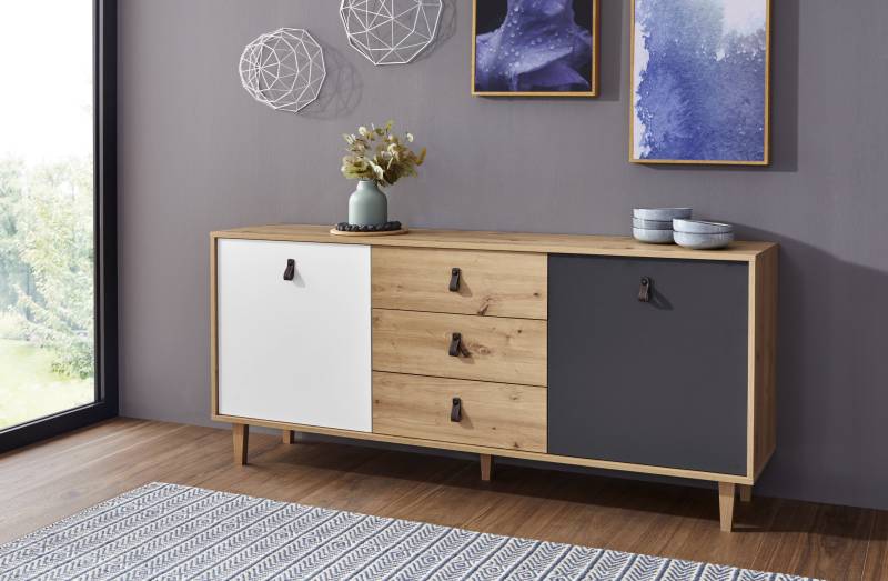 Homexperts Sideboard »Bristol«, Breite 120 cm oder 180 cm, mit massiven Eichefüssen von Homexperts