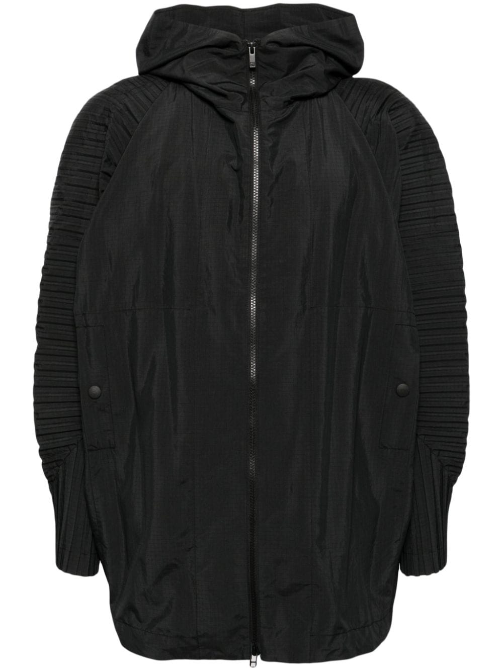 Homme Plissé Issey Miyake Cascade pleated hooded jacket - Black von Homme Plissé Issey Miyake