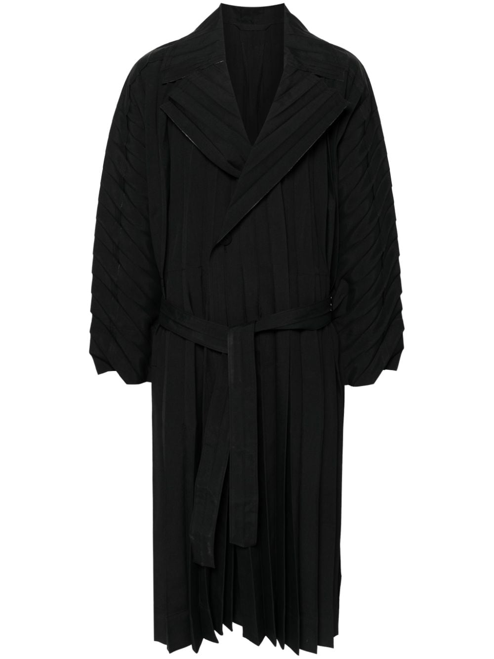 Homme Plissé Issey Miyake Edge pleated long coat - Black von Homme Plissé Issey Miyake