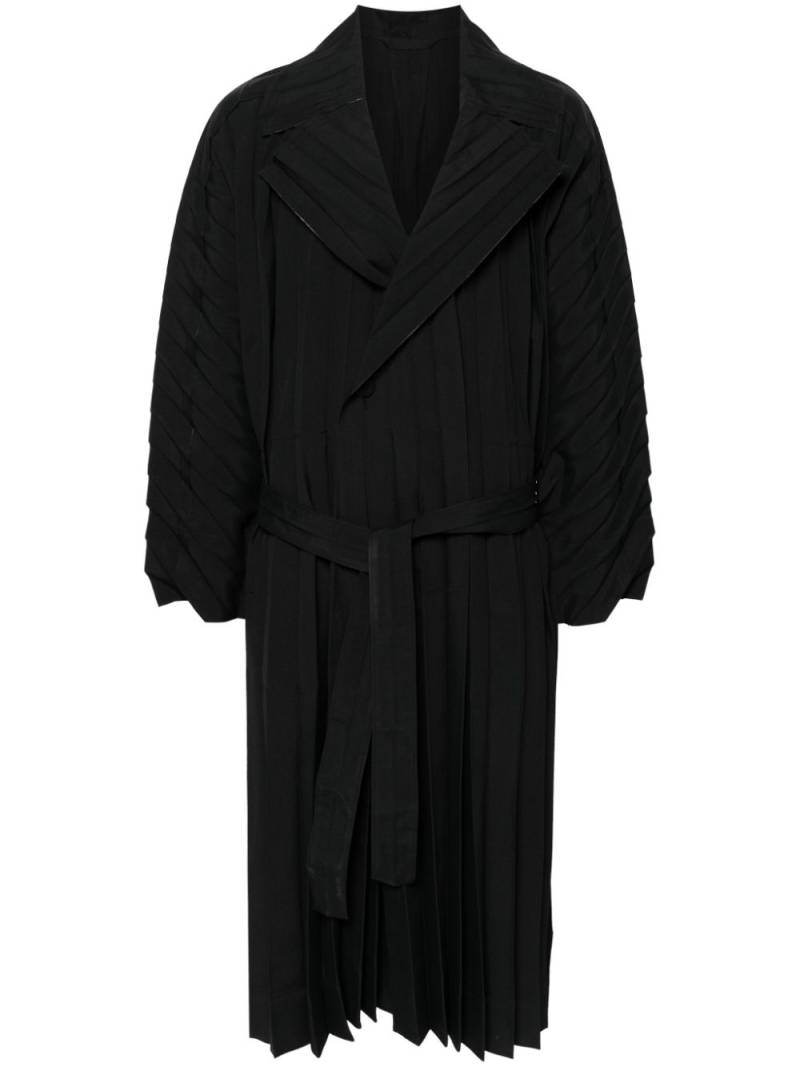 Homme Plissé Issey Miyake Edge pleated long coat - Black von Homme Plissé Issey Miyake