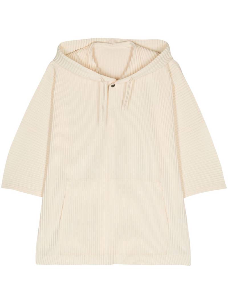 Homme Plissé Issey Miyake Mc June plissé hooded T-shirt - Neutrals von Homme Plissé Issey Miyake