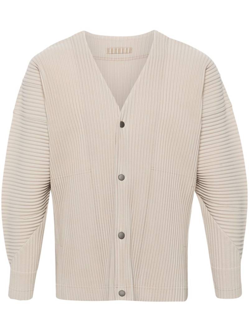 Homme Plissé Issey Miyake Mc March plissé cardigan - Neutrals von Homme Plissé Issey Miyake