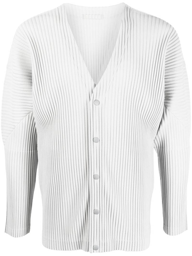 Homme Plissé Issey Miyake V-neck pleated knit cardigan - Grey von Homme Plissé Issey Miyake