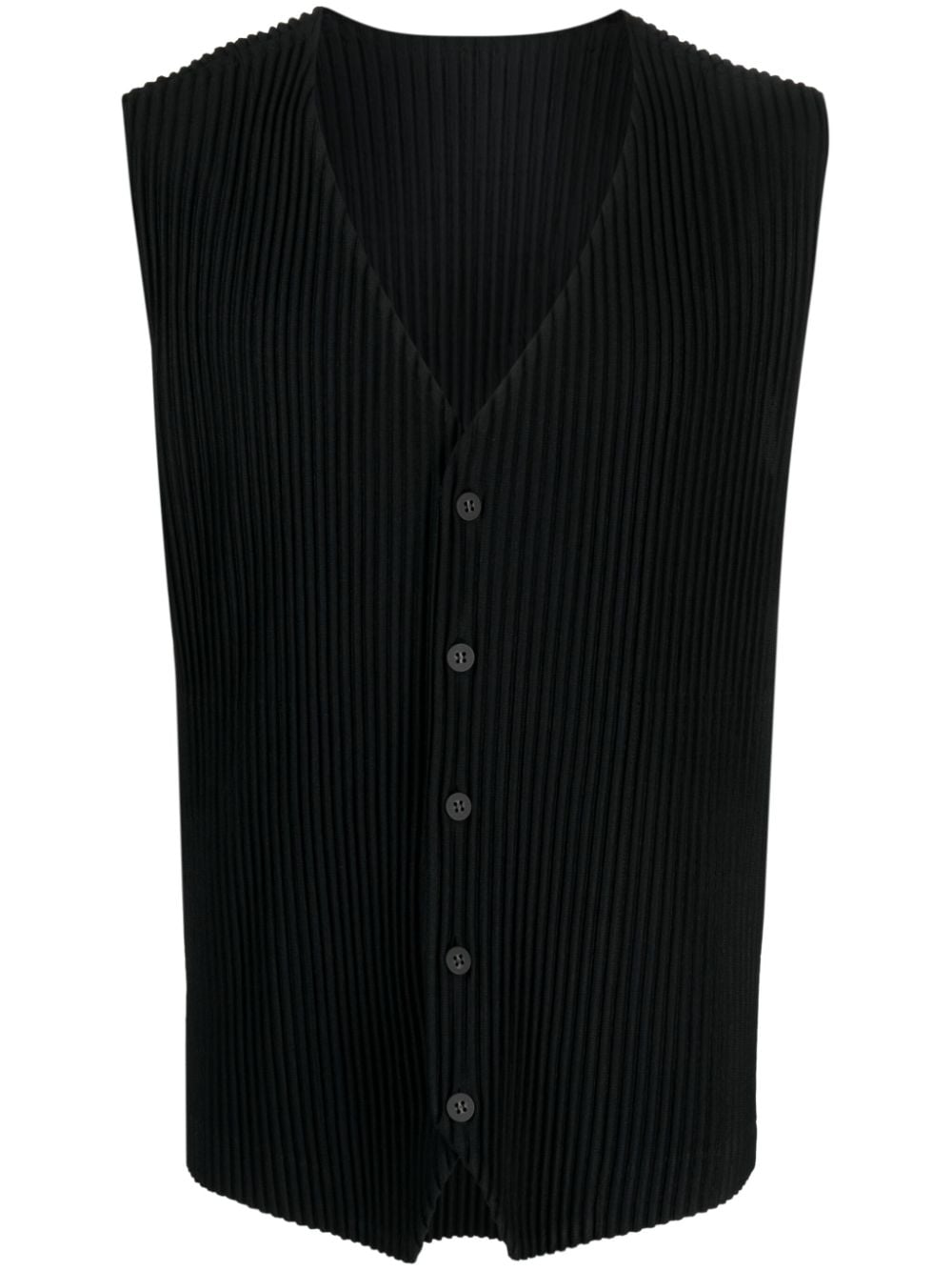 Homme Plissé Issey Miyake V-neck sleeveless pleated vest - Black von Homme Plissé Issey Miyake