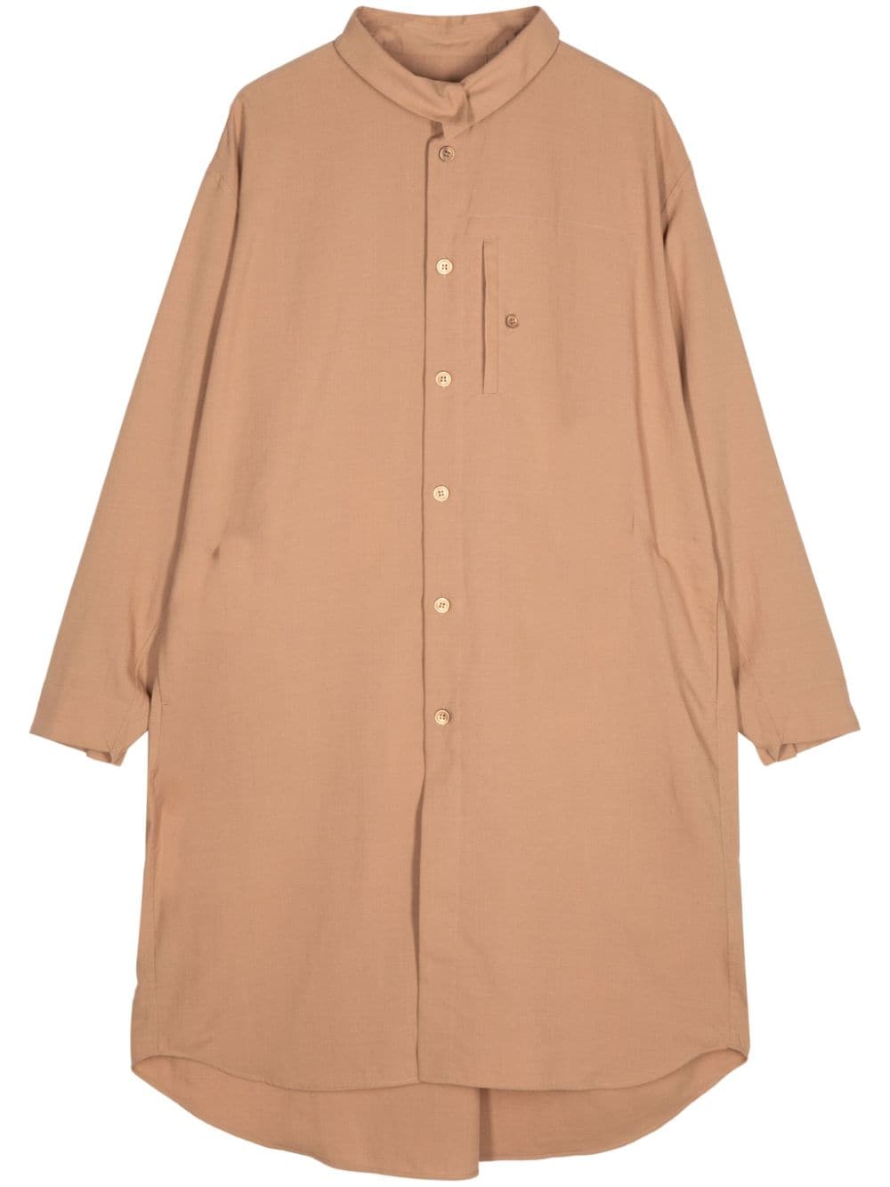 Homme Plissé Issey Miyake collarless button-down shirt - Brown von Homme Plissé Issey Miyake