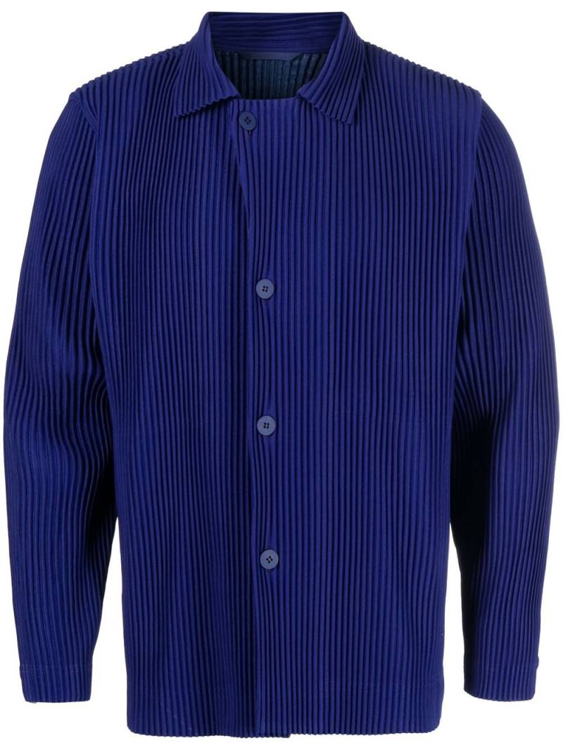 Homme Plissé Issey Miyake off-centre fastening fully-pleated jacket - Blue von Homme Plissé Issey Miyake