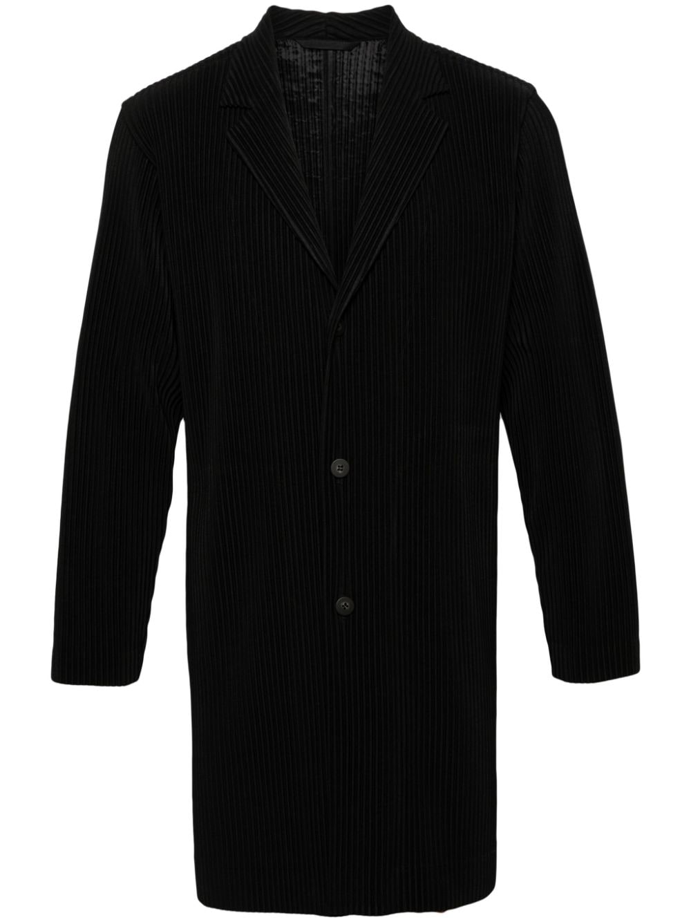 Homme Plissé Issey Miyake notched-lapels plissé coat - Black von Homme Plissé Issey Miyake