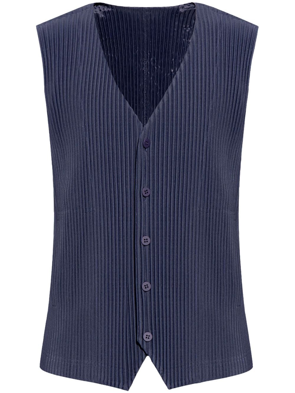 Homme Plissé Issey Miyake pleated V-neck vest - Blue von Homme Plissé Issey Miyake