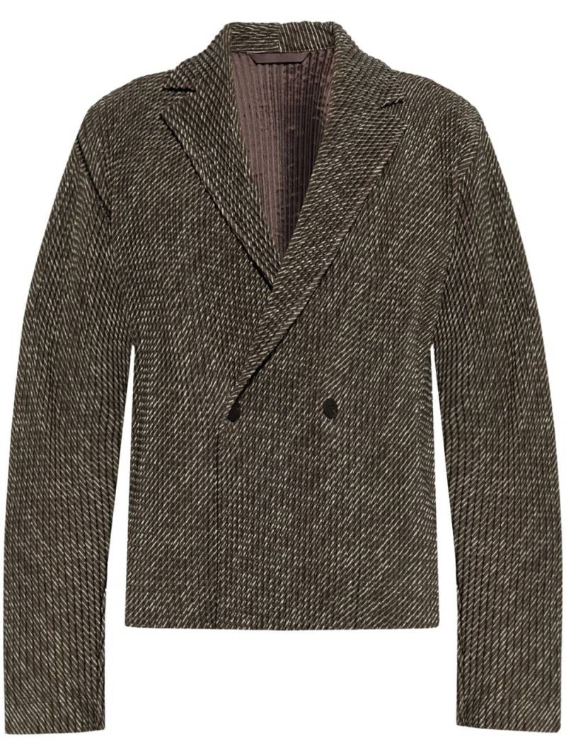 Homme Plissé Issey Miyake pleated long-sleeve blazer - Brown von Homme Plissé Issey Miyake