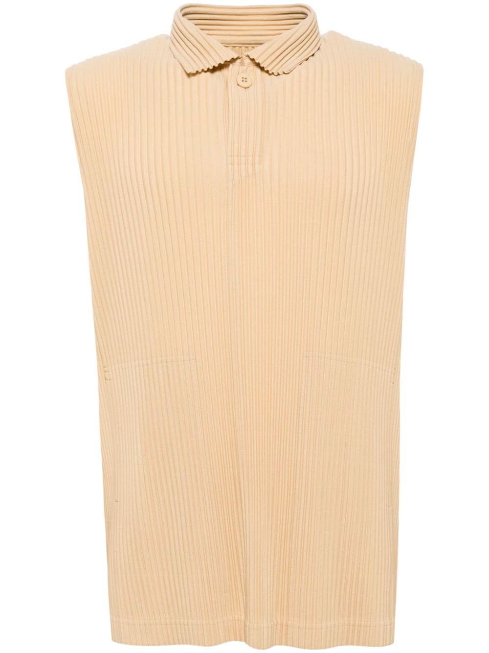 Homme Plissé Issey Miyake pleated sleeveless polo shirt - Yellow von Homme Plissé Issey Miyake