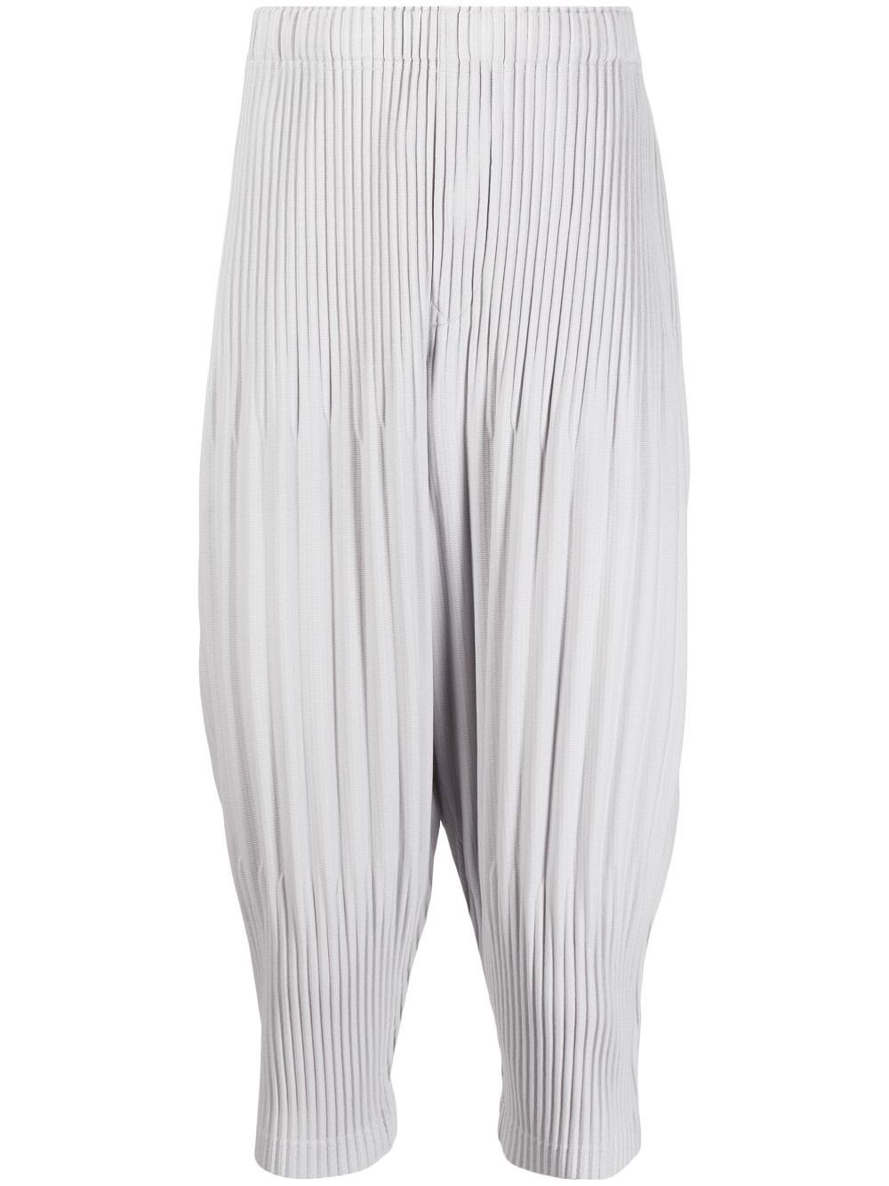 Homme Plissé Issey Miyake plissé cropped drop-crotch trousers - Grey von Homme Plissé Issey Miyake