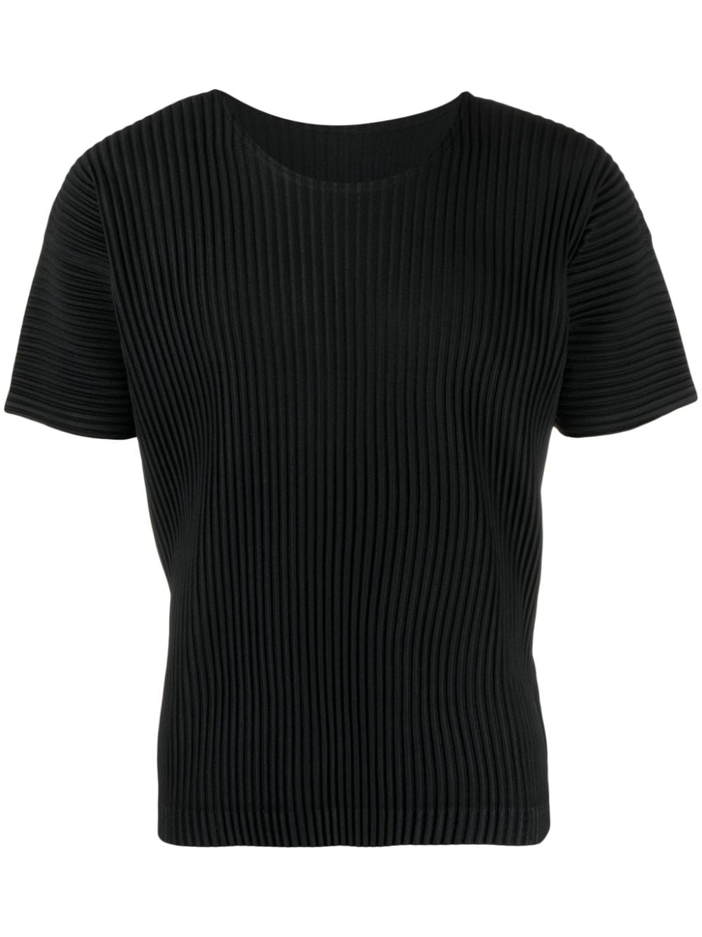 Homme Plissé Issey Miyake plissé-effect U-neck T-shirt - Black von Homme Plissé Issey Miyake