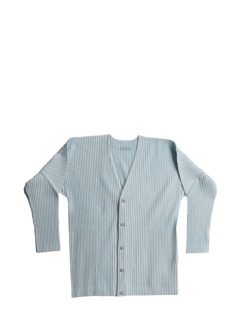 Homme Plissé Issey Miyake plissé-effect v-neck cardigan - Grey von Homme Plissé Issey Miyake