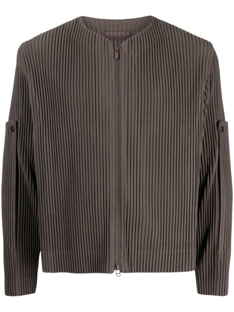 Homme Plissé Issey Miyake round-neck ribbed jacket - Brown von Homme Plissé Issey Miyake