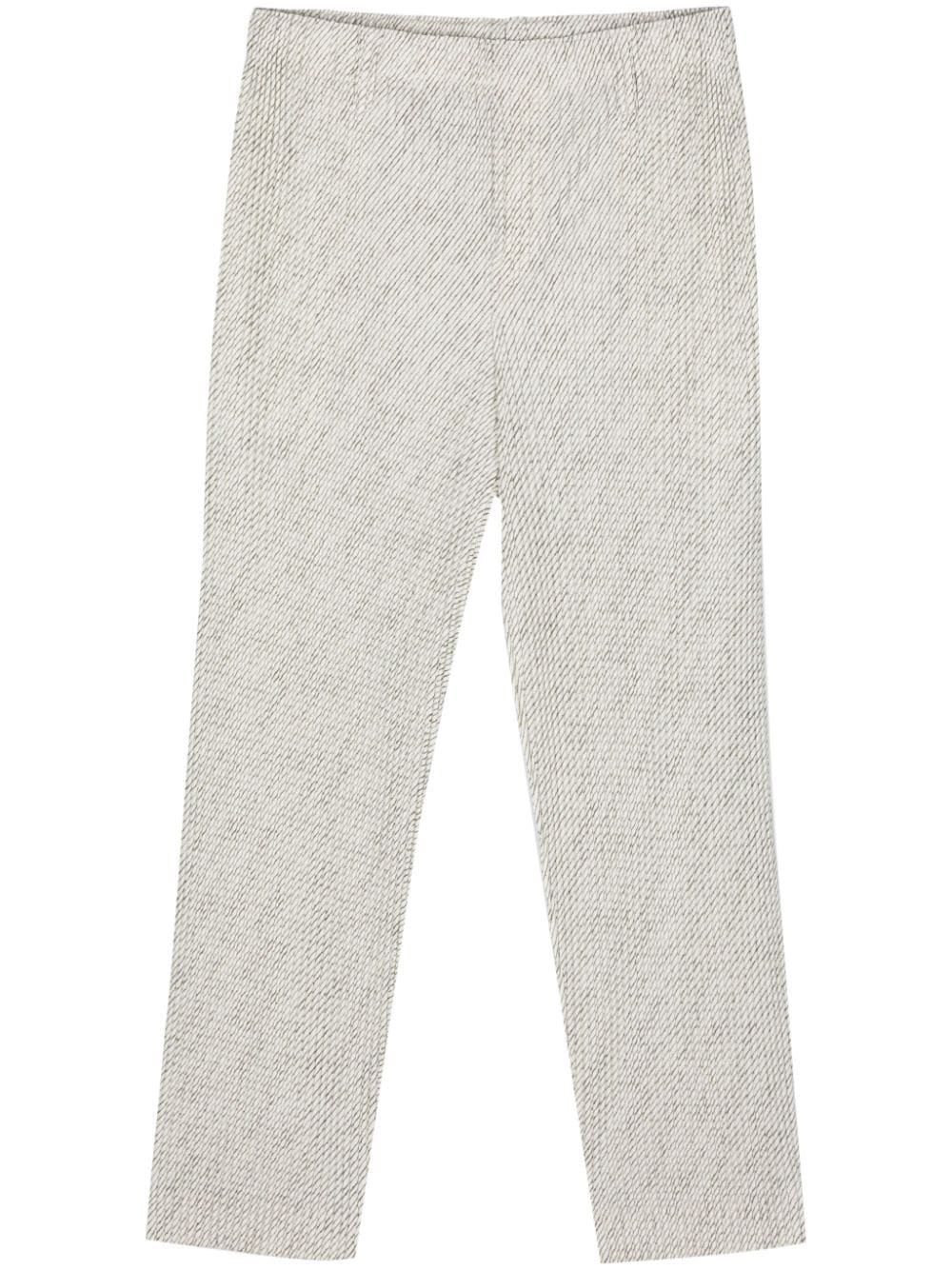 Homme Plissé Issey Miyake striped plissé-effect trousers - White von Homme Plissé Issey Miyake