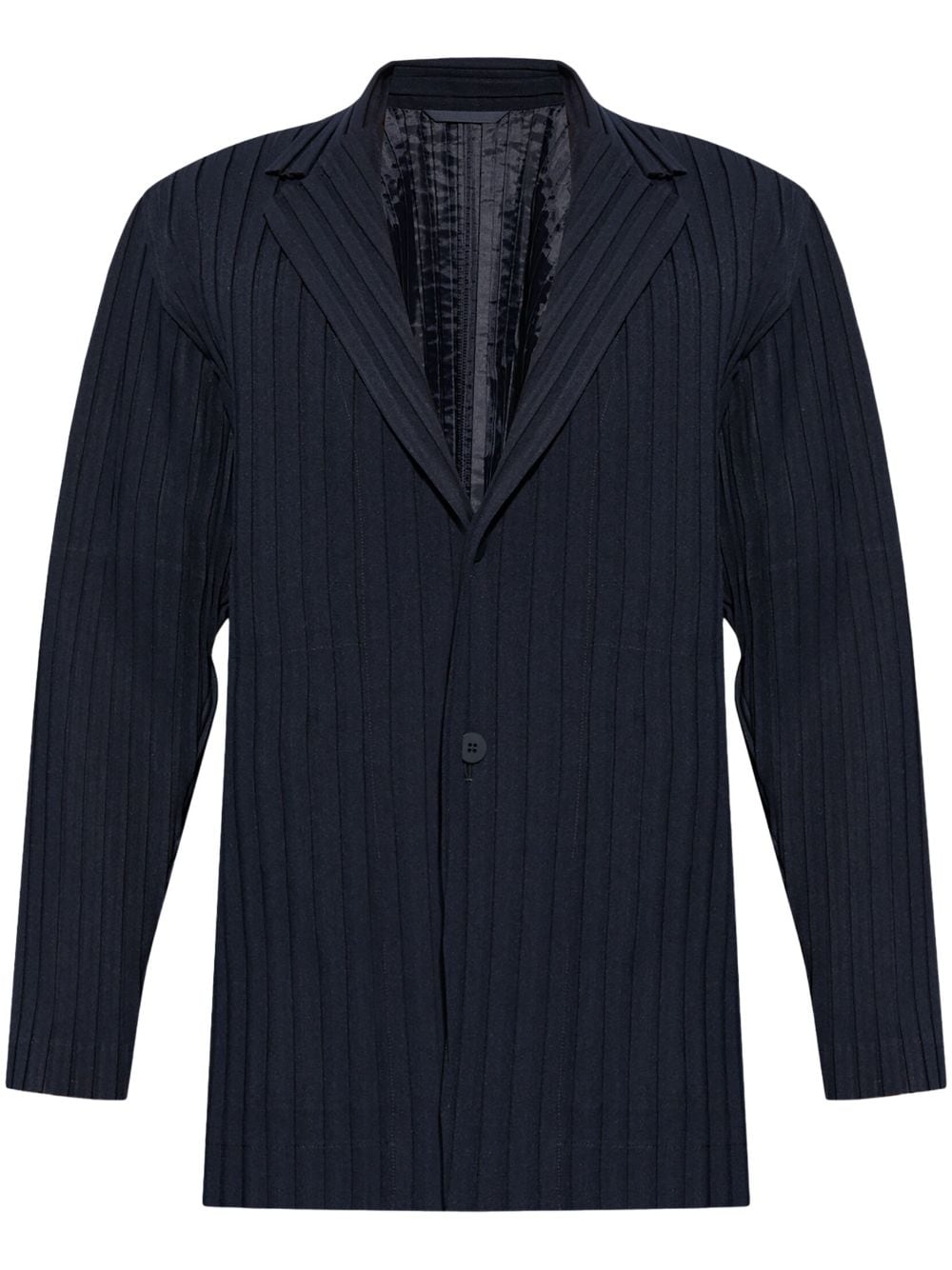 Homme Plissé Issey Miyake v-neck plissé jacket - Blue von Homme Plissé Issey Miyake