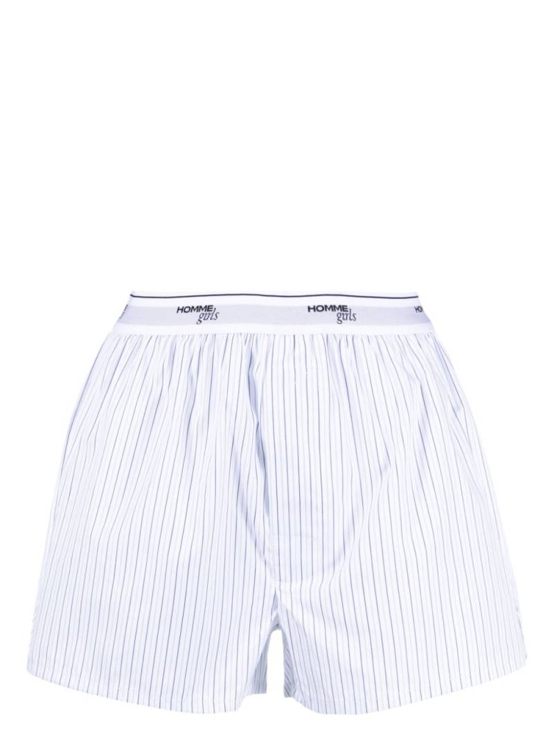 HommeGirls cotton striped boxer shorts - White von HommeGirls