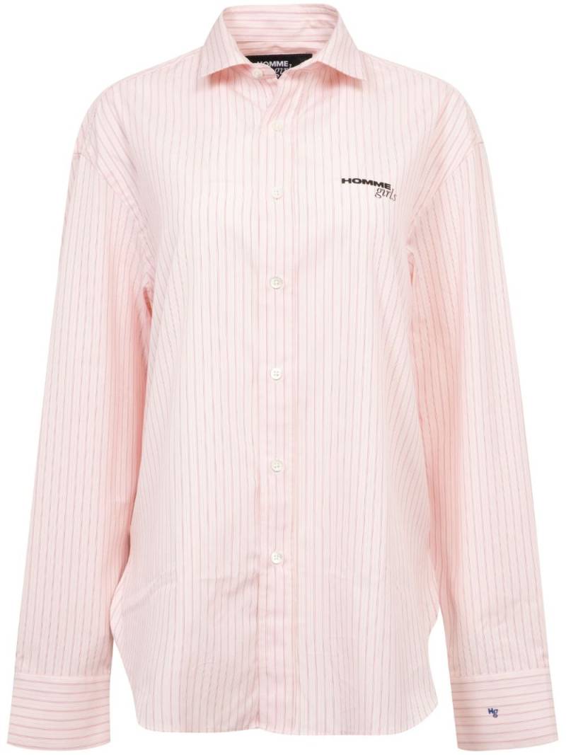 HommeGirls logo-print striped shirt - Pink von HommeGirls